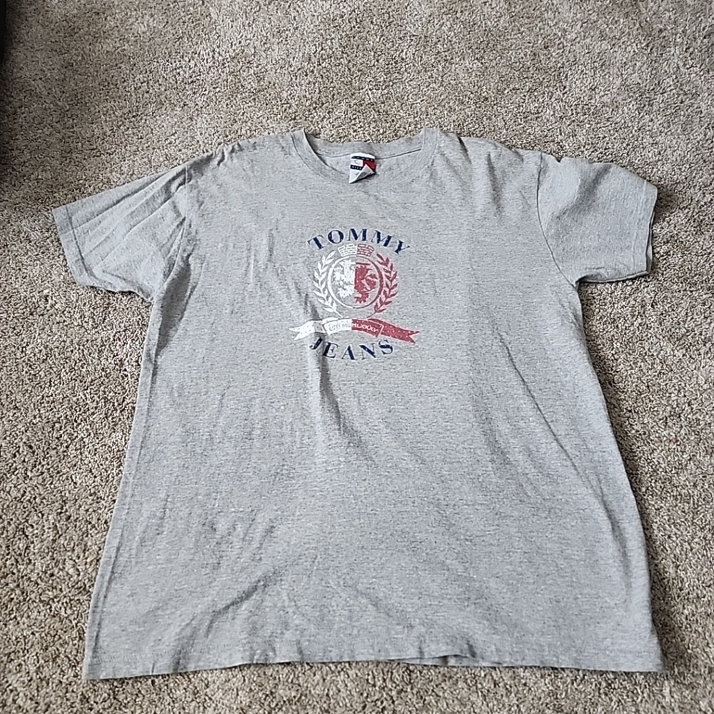 Vintage Tommy Hilfiger Jeans T-Shirt Mens Large USA Gray 00s 90s
